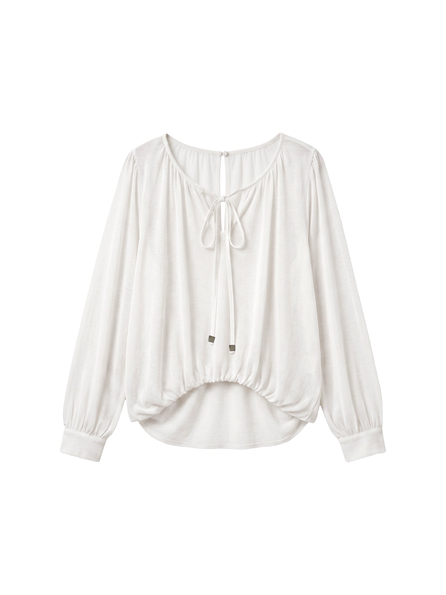 CUBIC Tie Neck Batwing Blouse-13