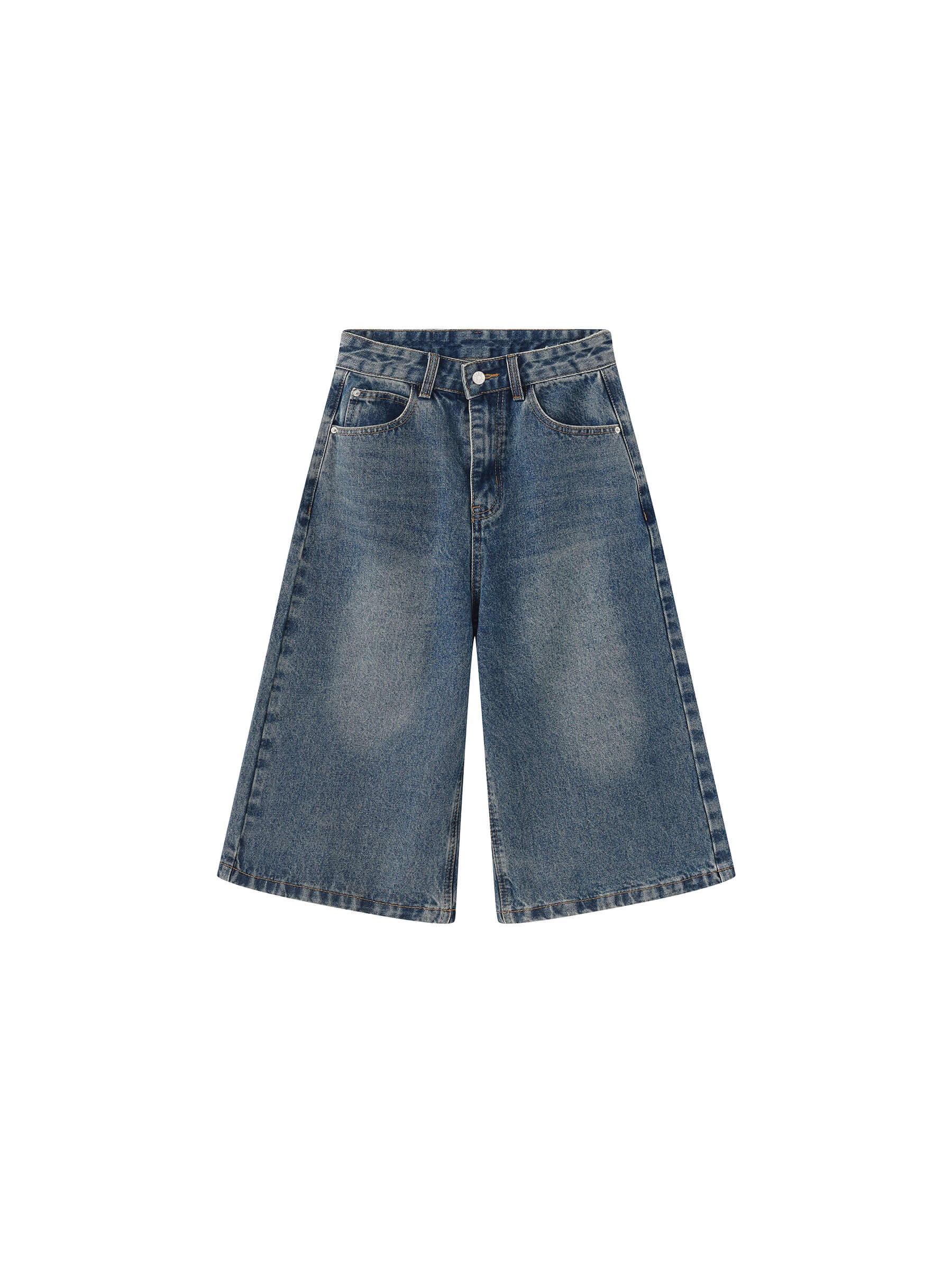 Loose Fit Knee-Length Denim Shorts-13