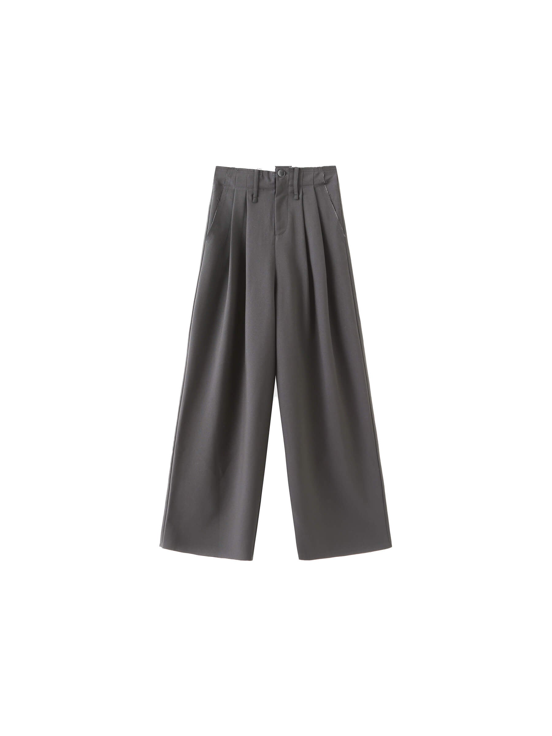 Asymmetric Waistband Tailored Trousers-15