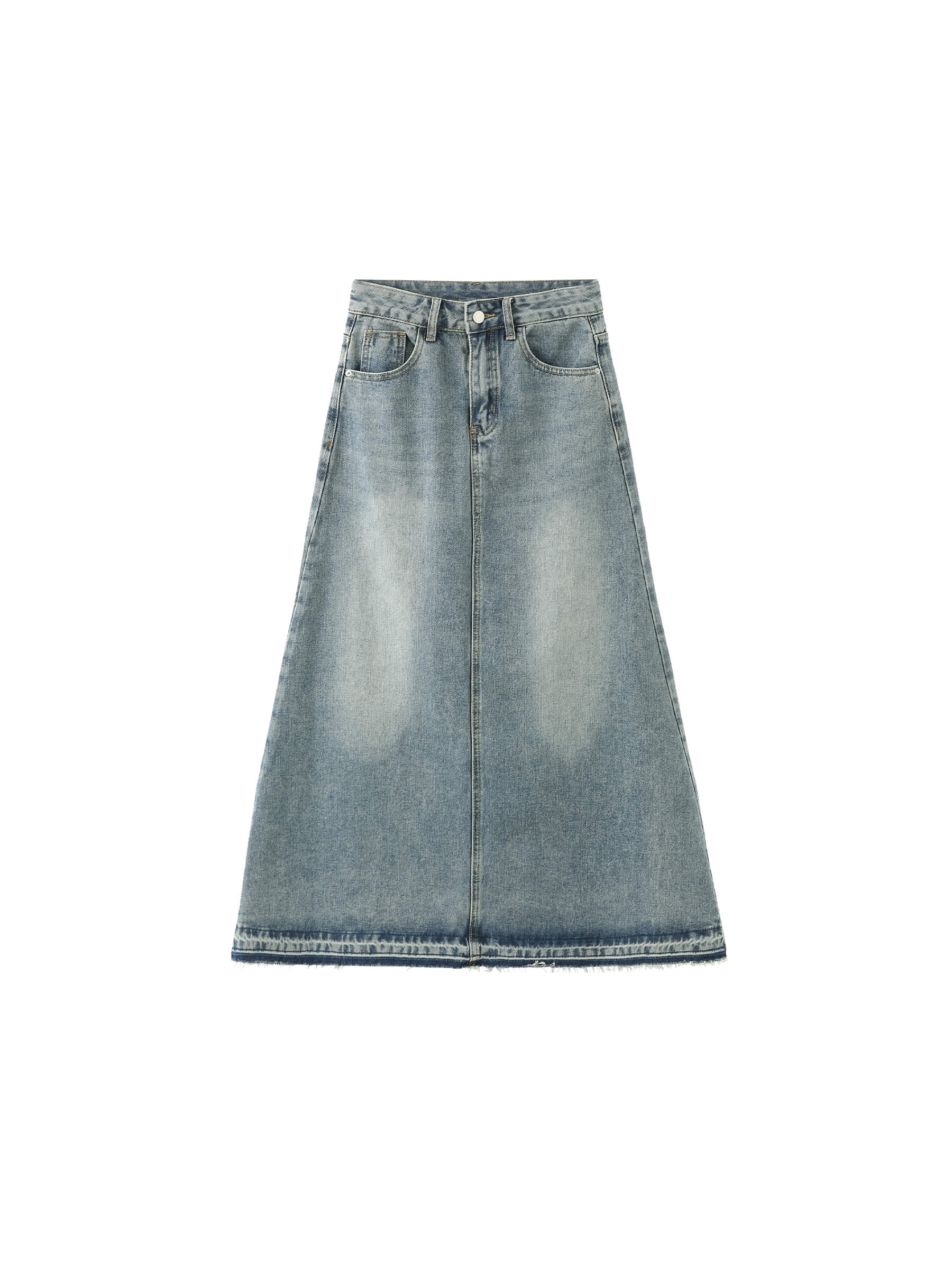 A-line Denim Maxi Skirt-15