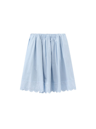 Embroidered A-Line Cotton Midi Skirt