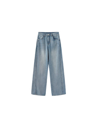 High-Waisted Wide-Leg Straight Jeans