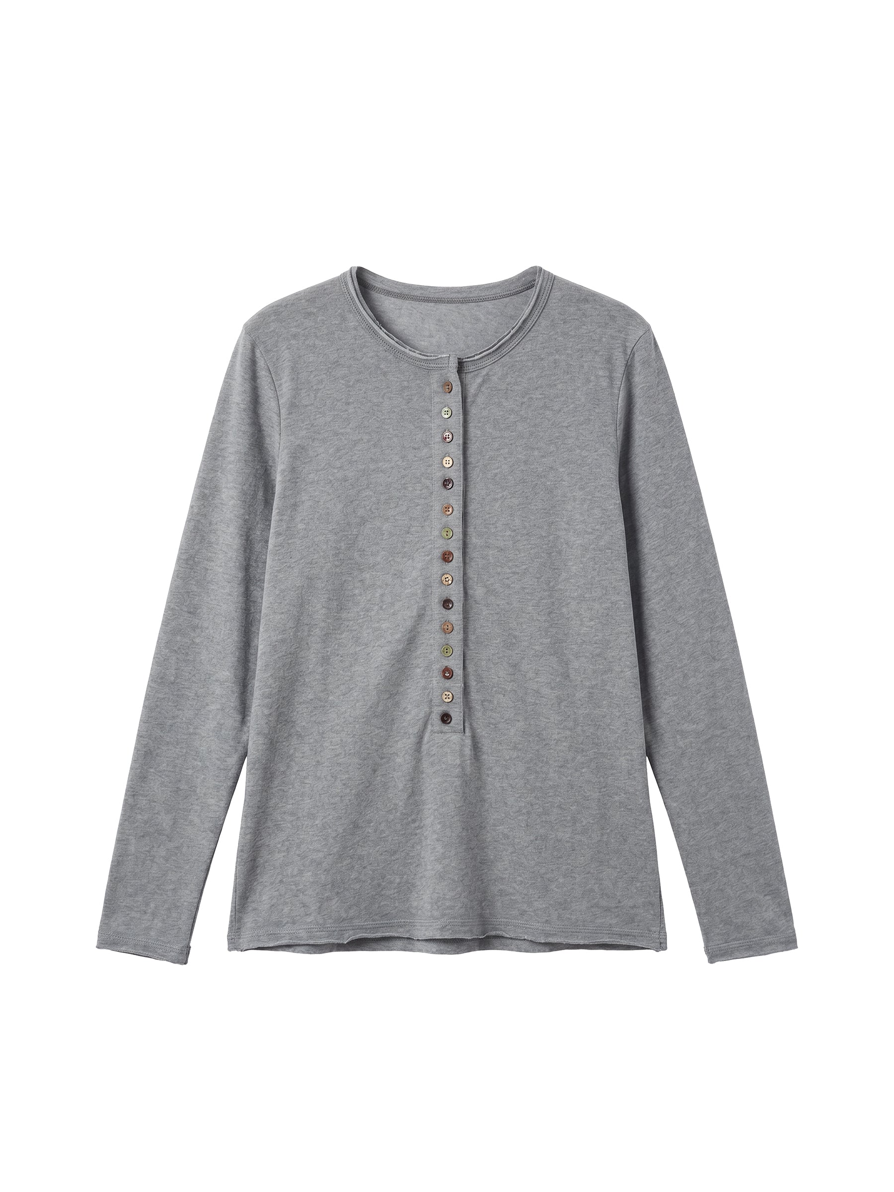 CUBIC Button Front Henley Long Sleeve Top-13