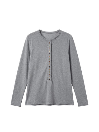 CUBIC Button Front Henley Long Sleeve Top