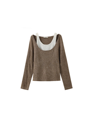 Classic Boat Neck Faux-Layer Top