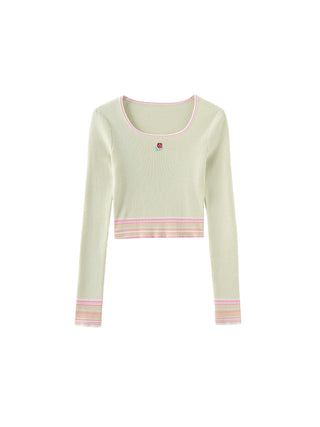 Boat Neck Long Sleeve Knit Top