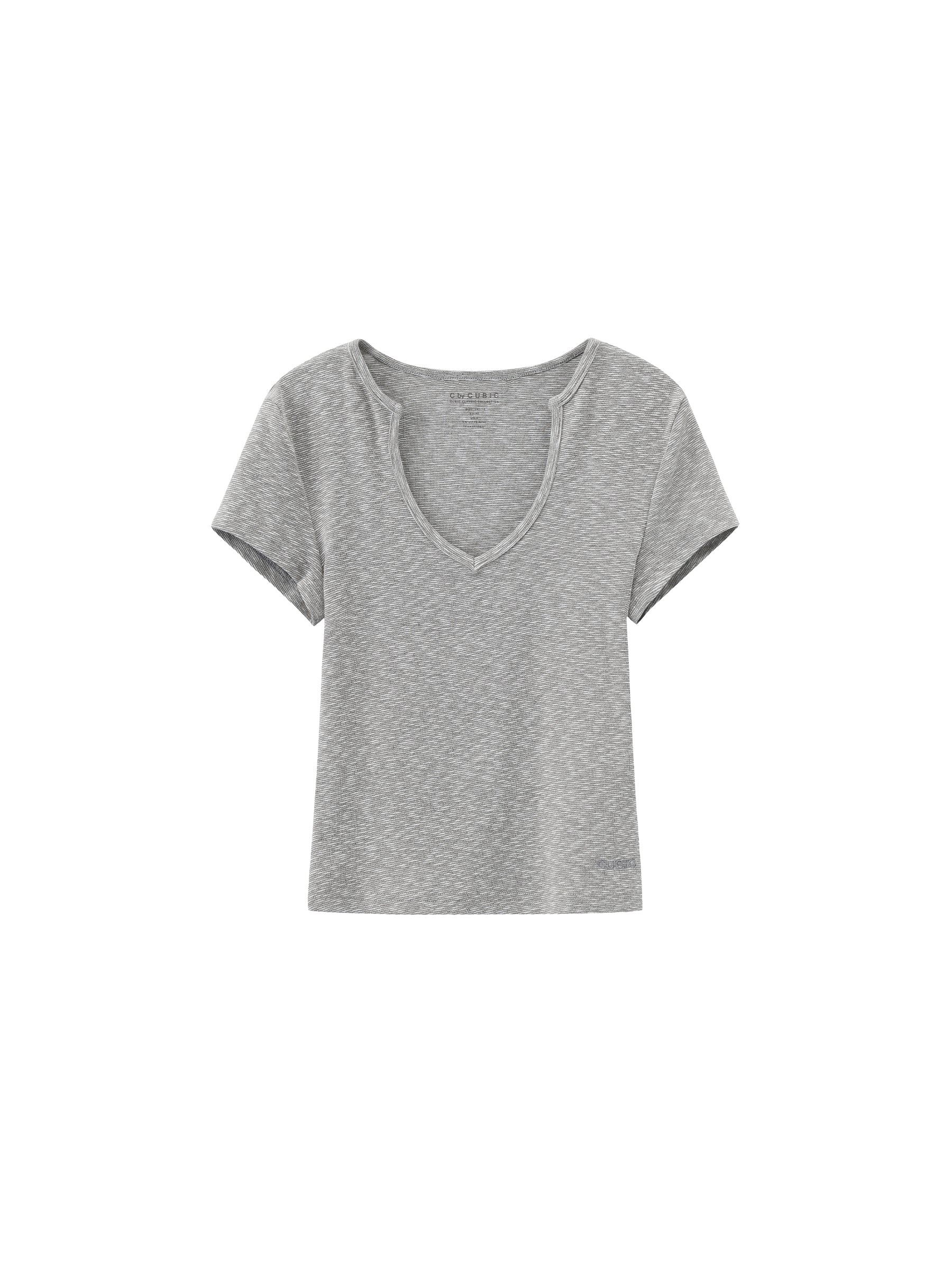 C by CUBIC Cropped Slim-Fit Sweetheart Neck T-Shirt-15