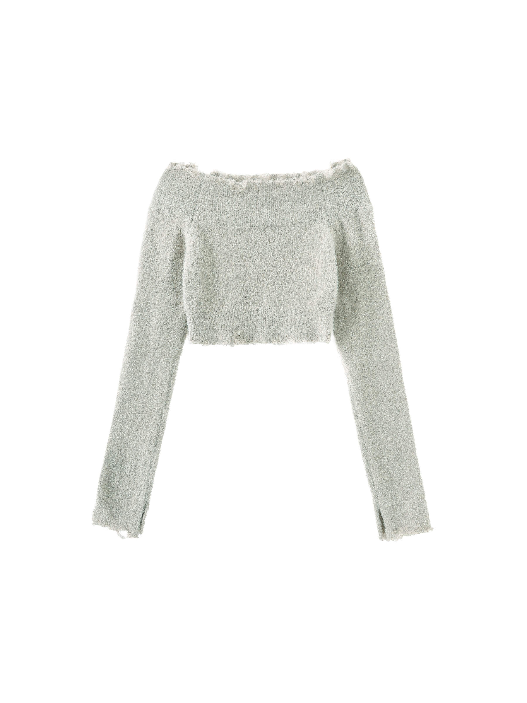 Off-Shoulder Long Sleeve Knit Crop Top-24