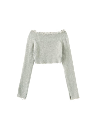 Off-Shoulder Long Sleeve Knit Crop Top