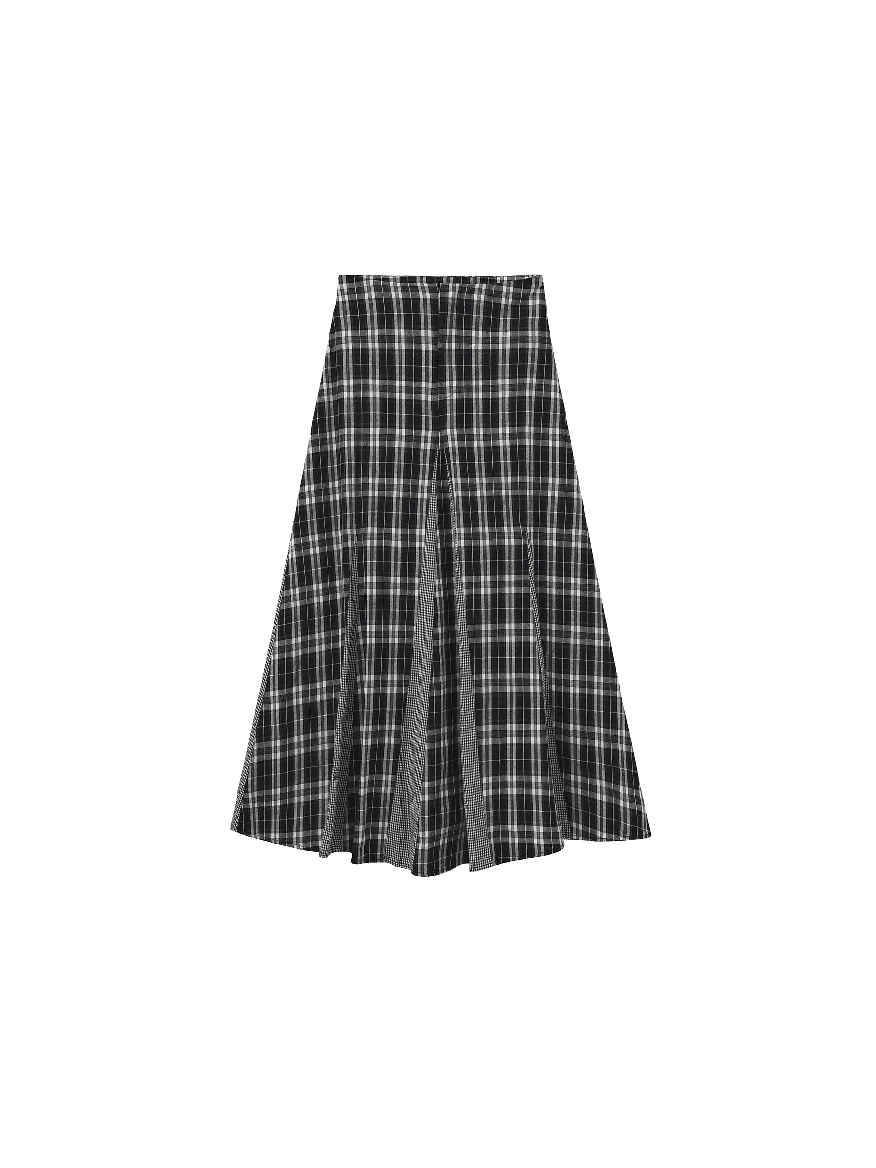 100% Cotton Patchwork Check A-Line Maxi Skirt-13