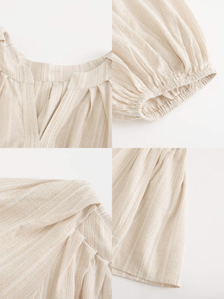 Puff Sleeve V-Neck Tiered Dress