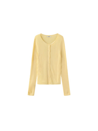 Slim-Fit Long Sleeve Layered Knit Cardigan