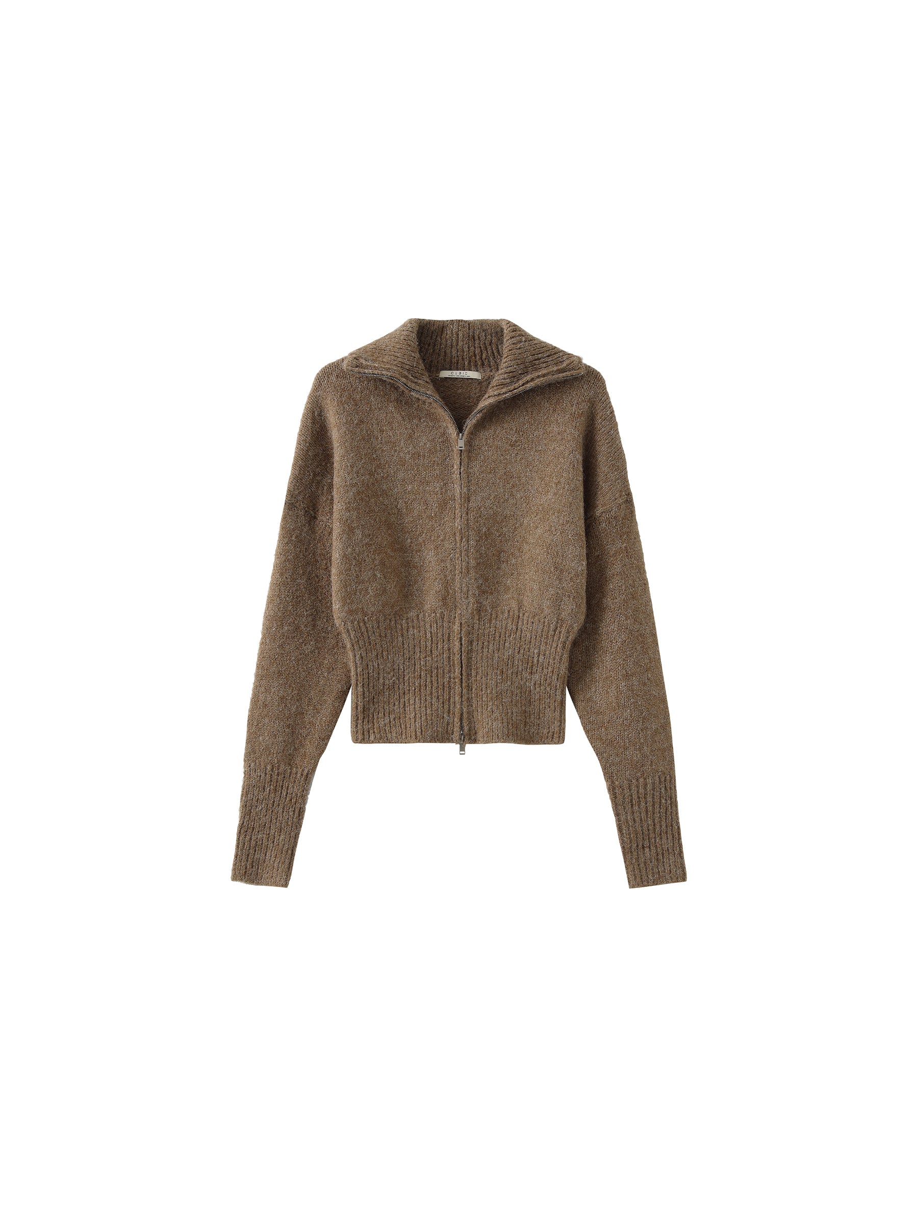 Retro Stand Collar Zip-Up Cardigan-13