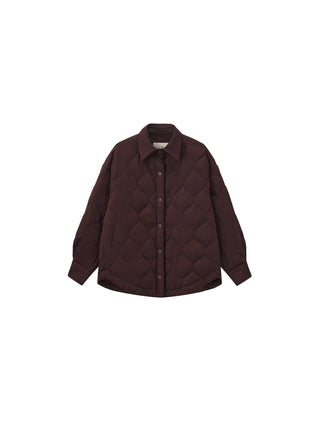 Button-Front Shirt Collar Loose-Fit Down Jacket