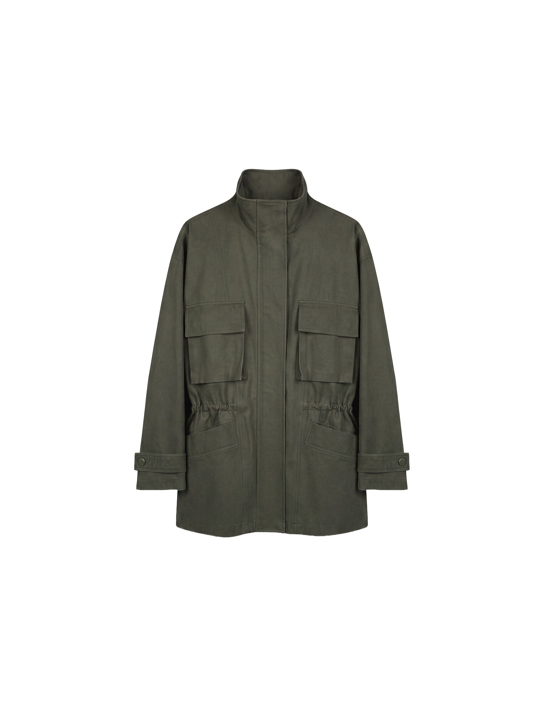 CUBIC Drawstring Waist Cargo Field Jacket-13