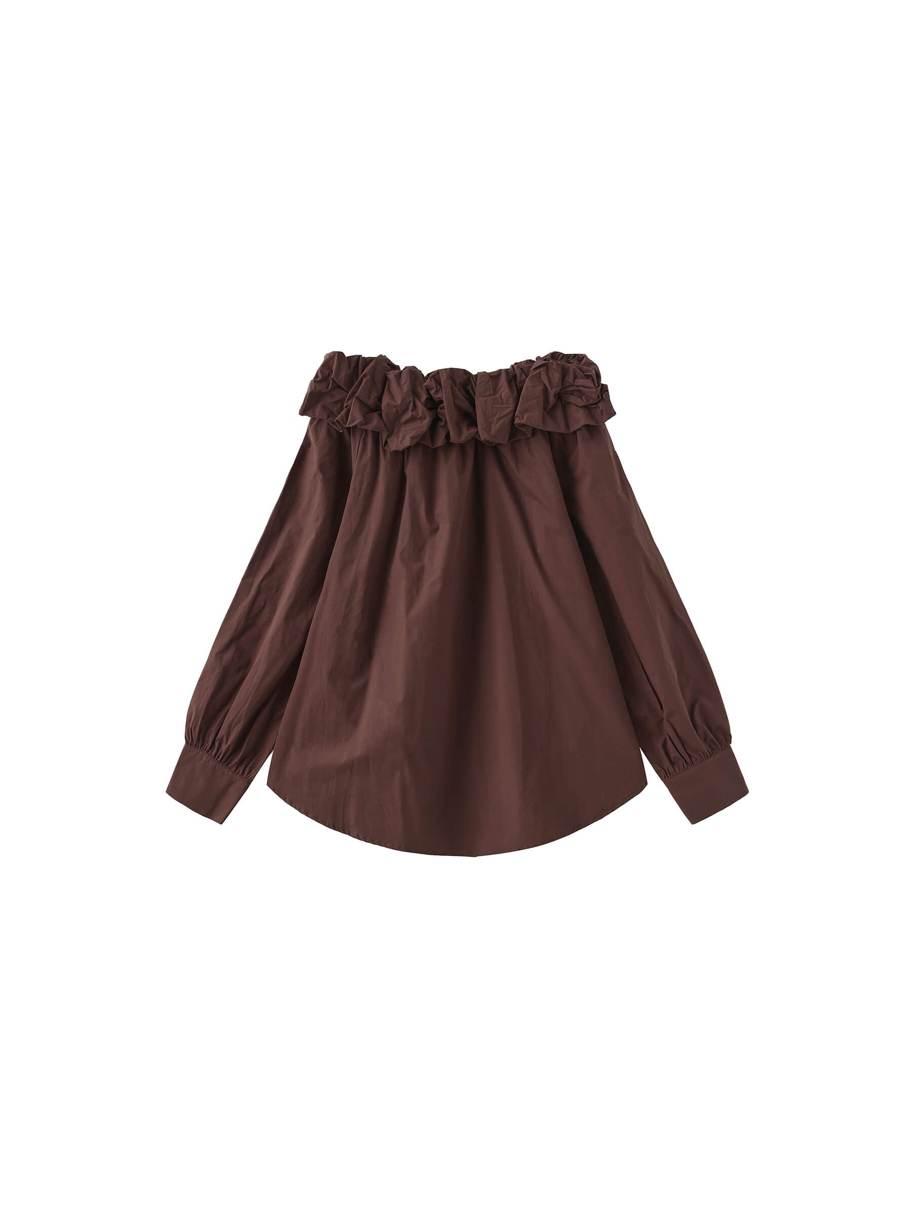 3D Ruffle Collar Long Sleeve Cotton Blouse-13