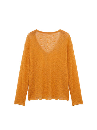 CUBIC Mohair Wool V-Neck Knit Top