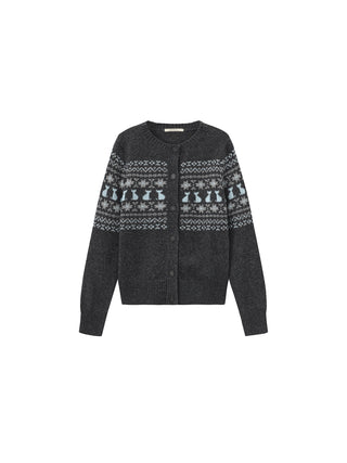 CUBIC Cat Print Fair Isle Wool-Blend Cardigan