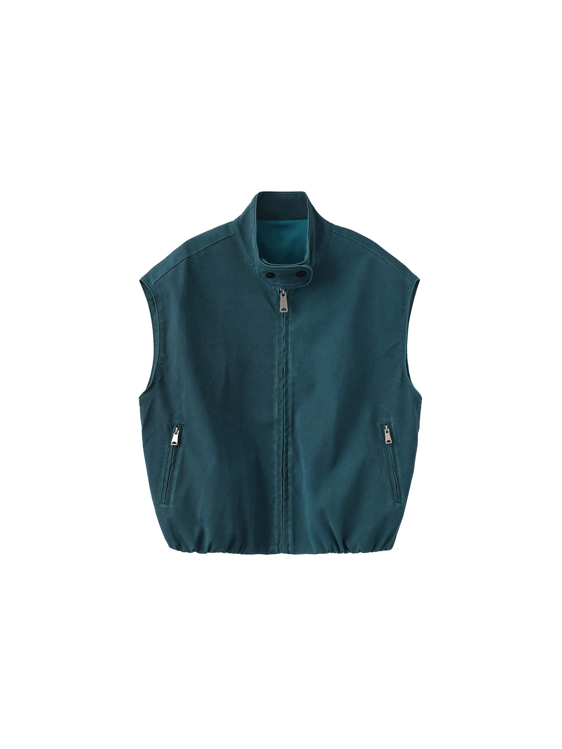 Loose Dropped Shoulder Waistcoat with Stand-up Collar-13