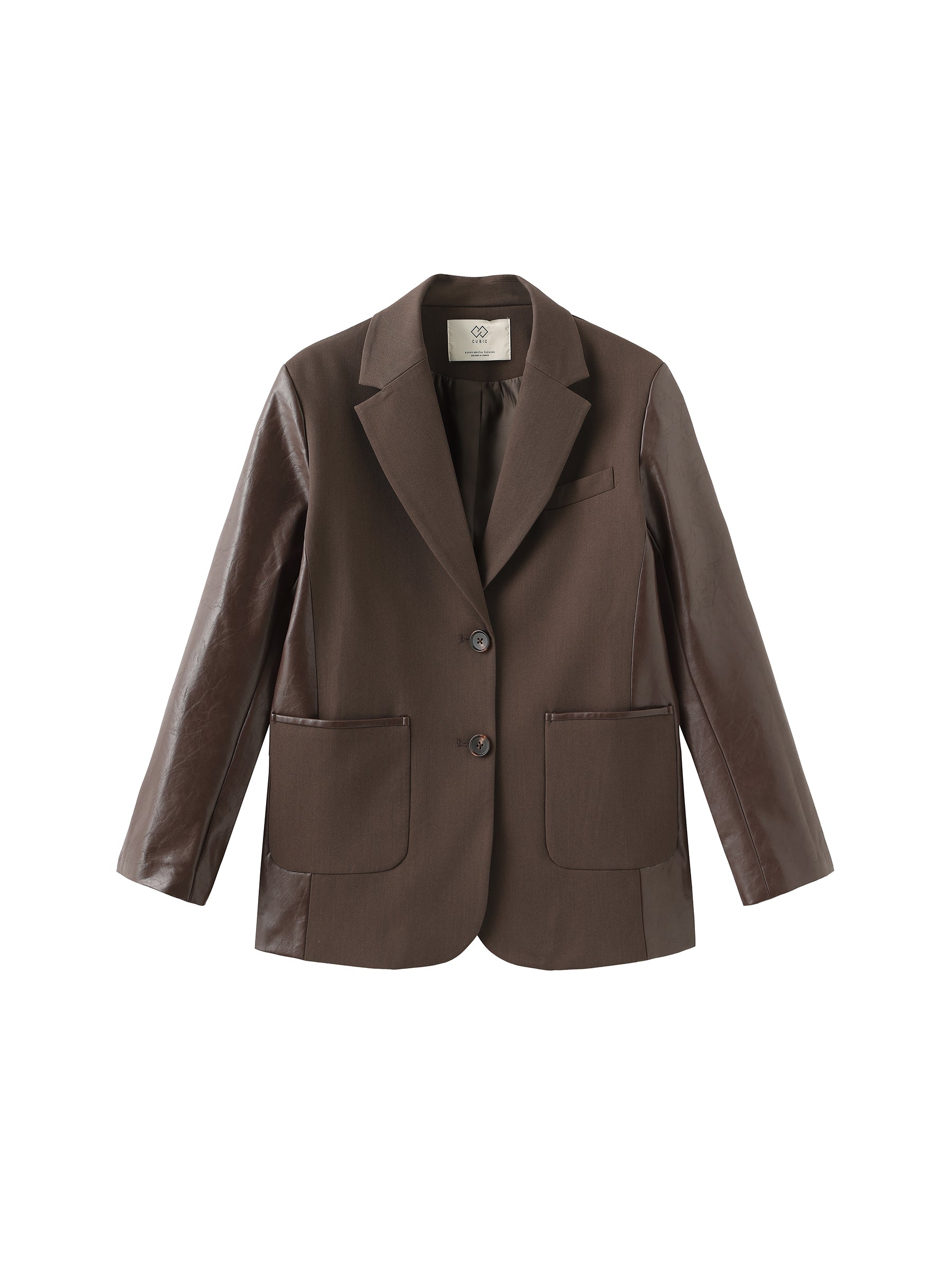Faux Leather and Wool Oversized Blazer-15
