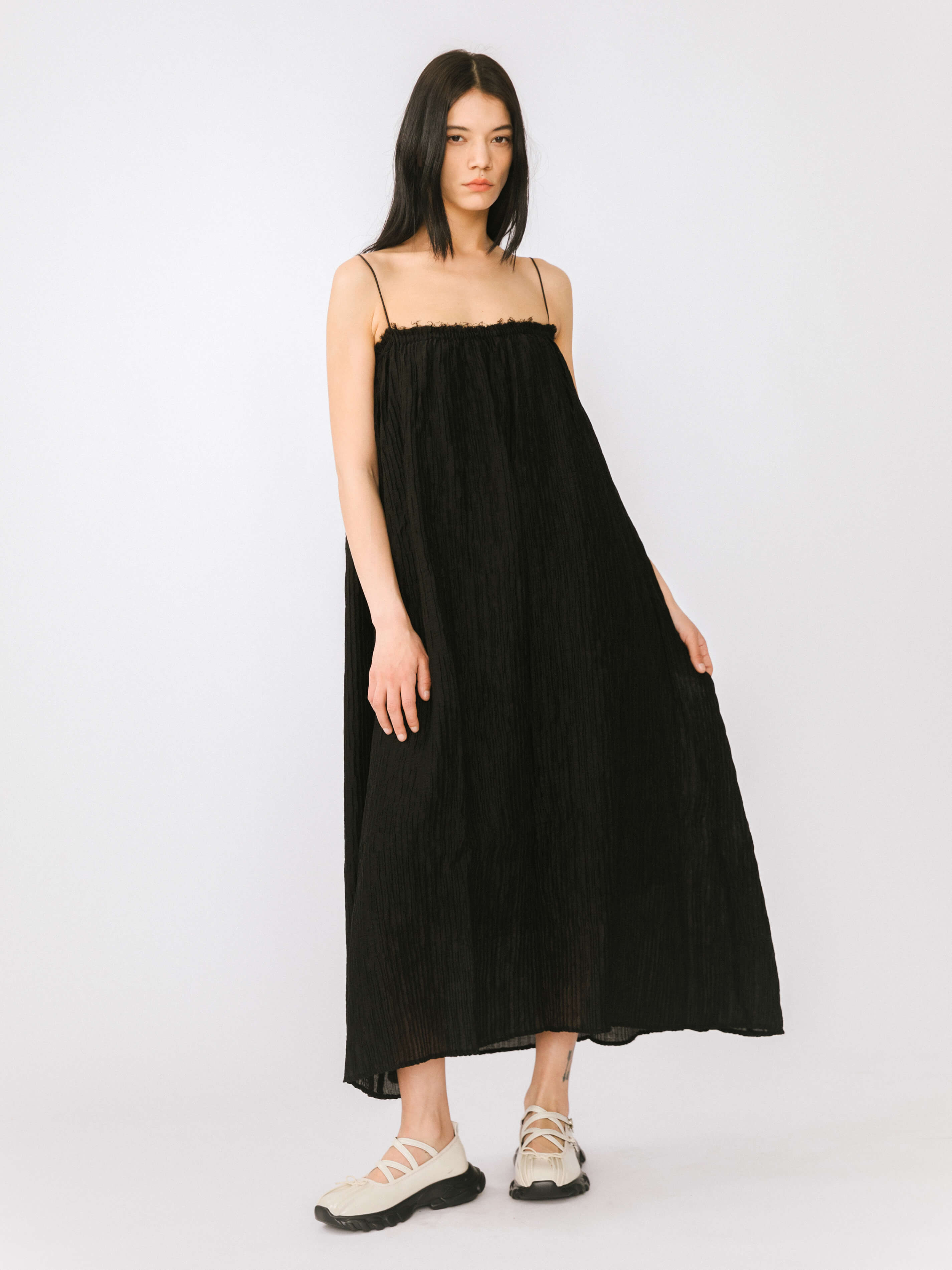 Spaghetti Strap A-line Maxi Dress-15