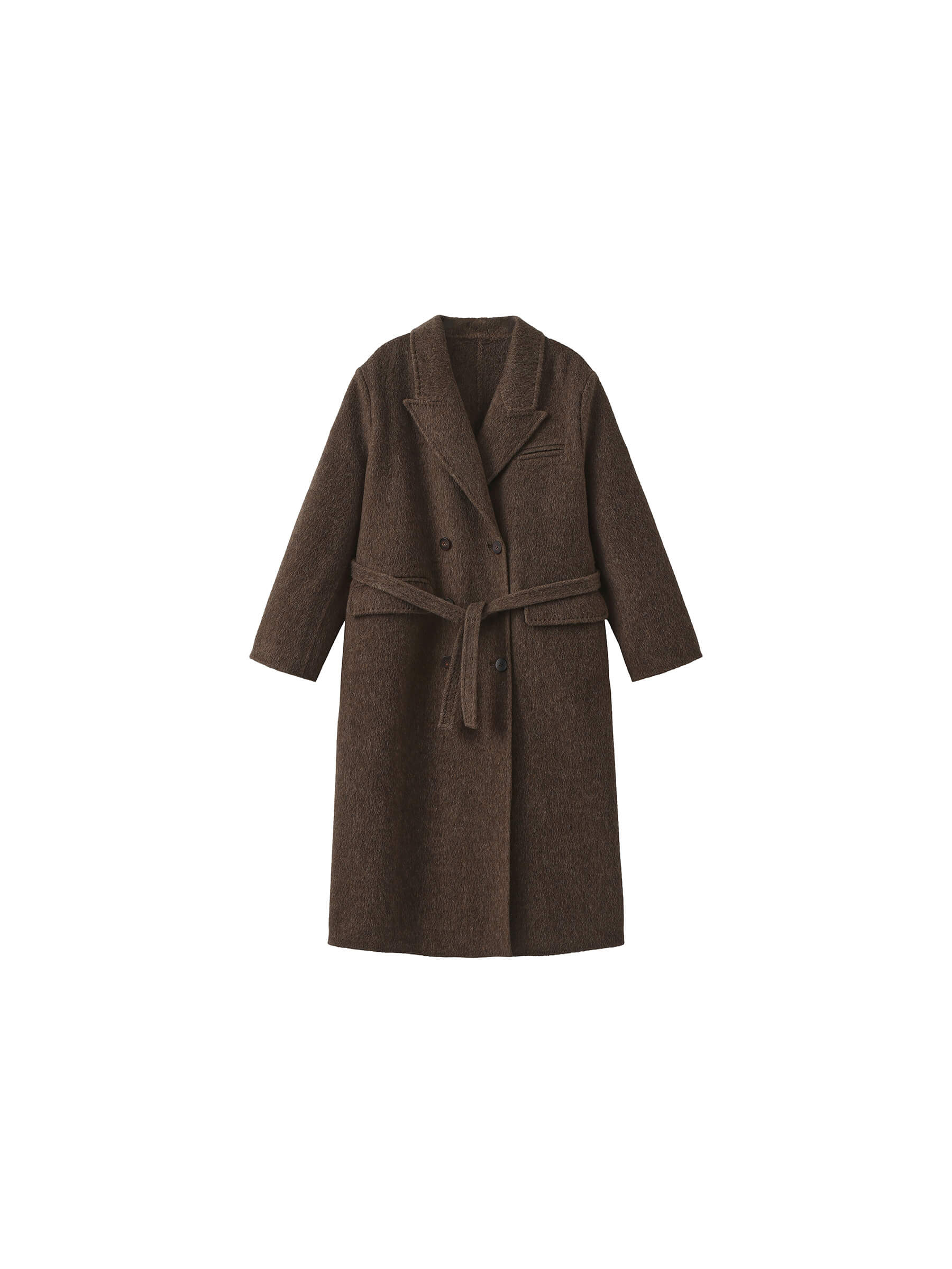 ONE BY CUBIC Straight Wool Blend Long Coat-15