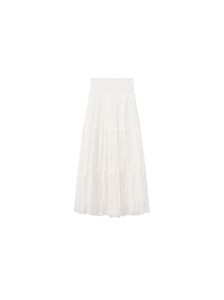 CUBIC Pleated and Gathered Design Tulle Skirt