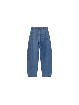 Panelled Loose-Fit Wide-Leg Tapered Jeans