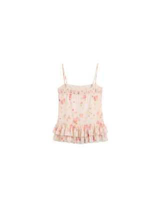 CUBIC Lace V-Neck Ruffle Floral Camisole