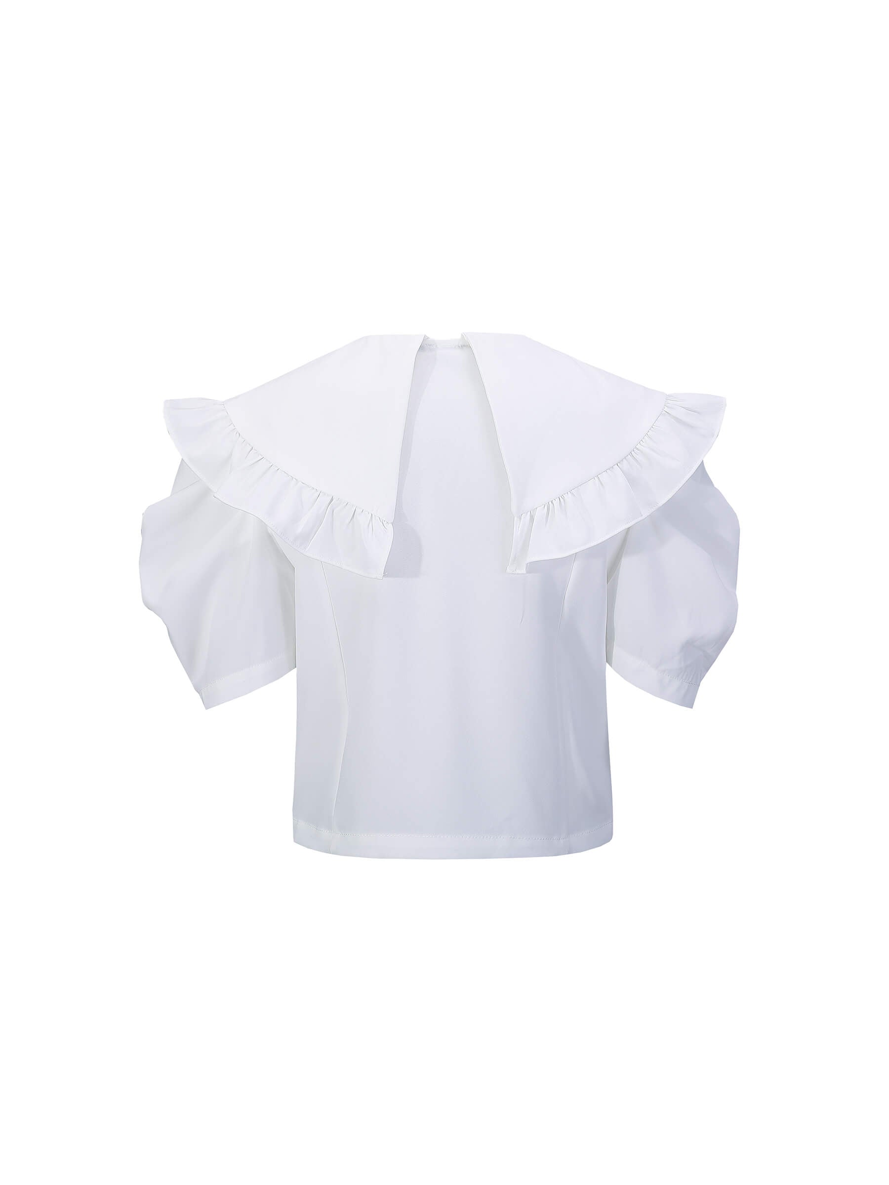 Large Lapel Strass Puff Sleeves T-shirt-14