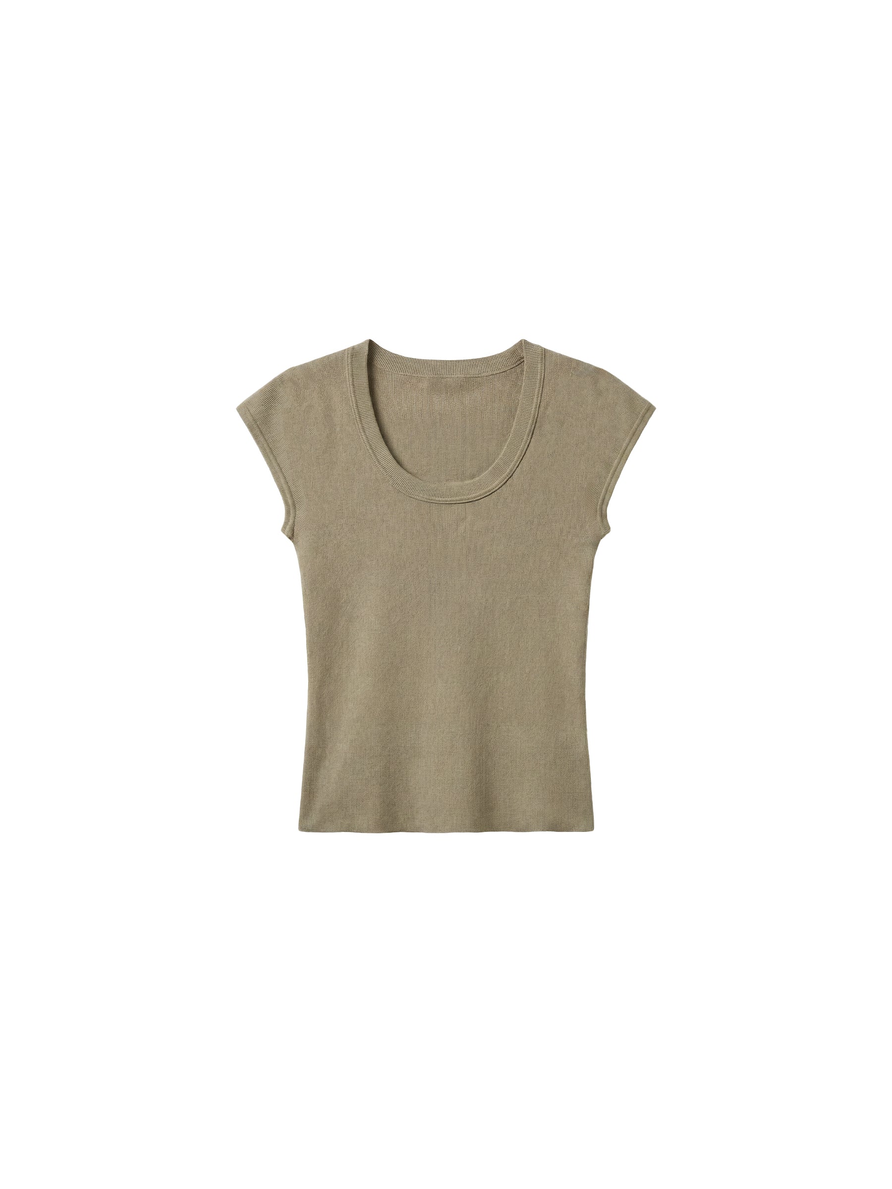 CUBIC Lyocell-Blend Minimalist U-Neck Top-14