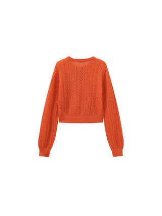 Cropped Open-Knit Cardigan