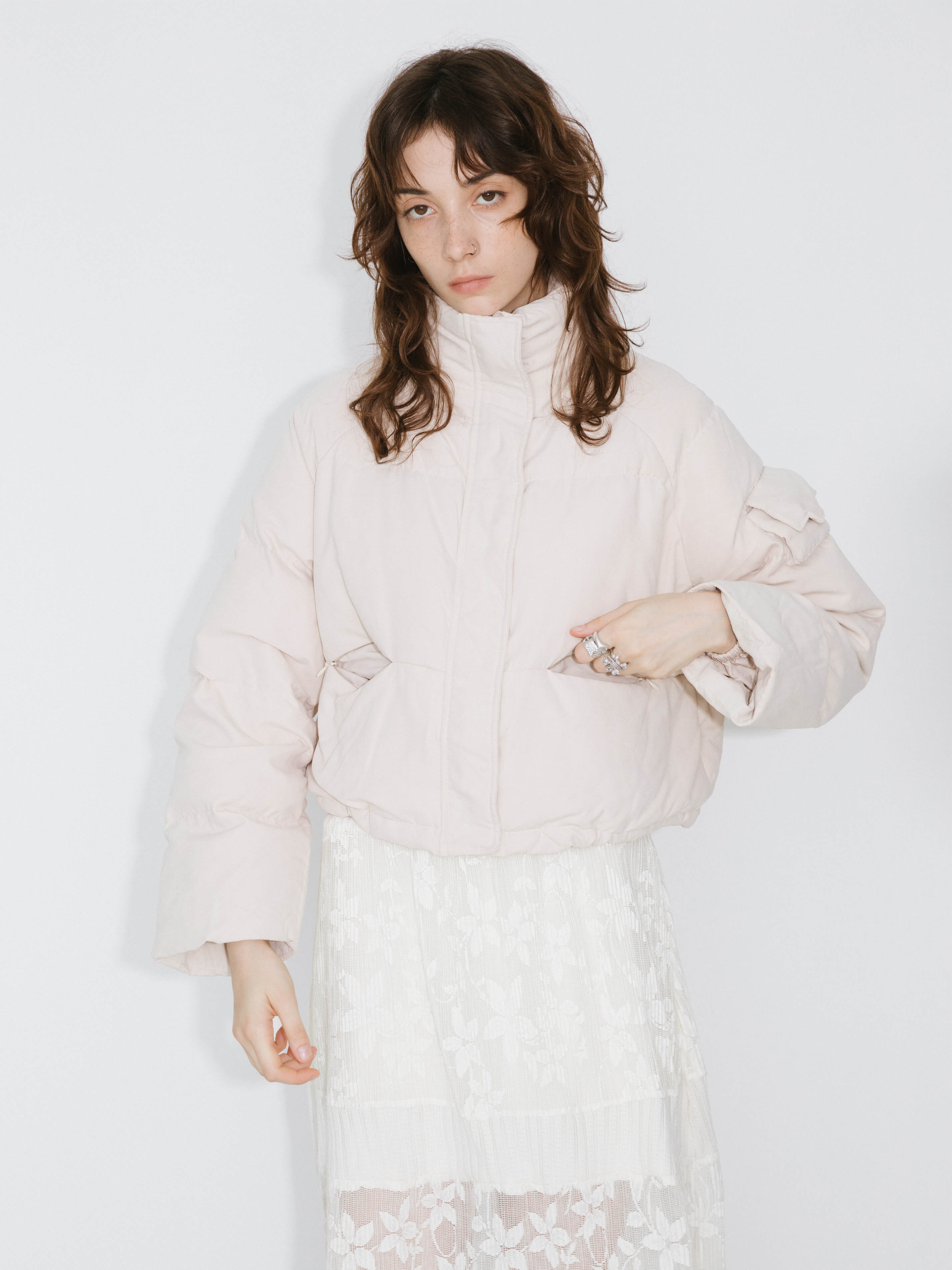 High Neck Short Puffer Down Coat-16