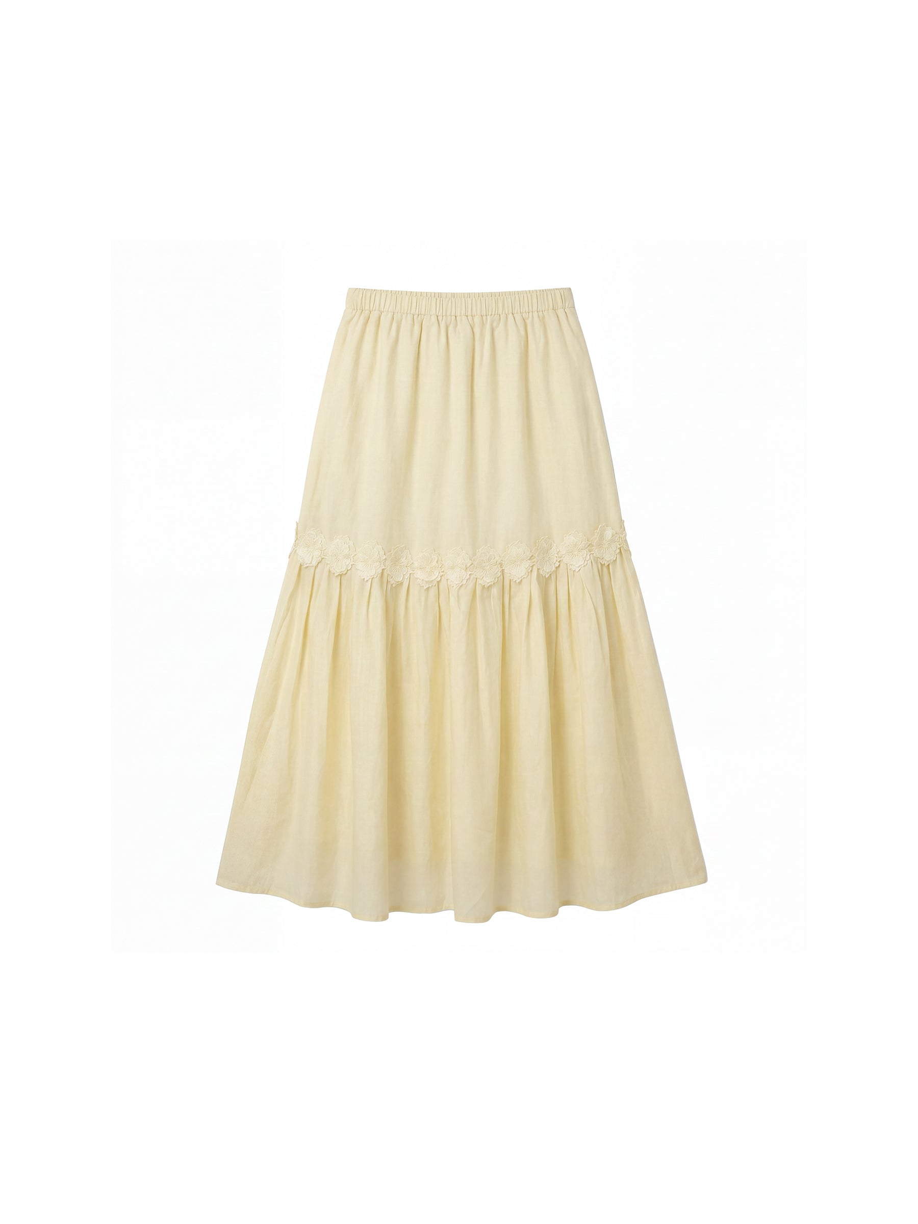 CUBIC Floral Appliqué Tiered Maxi Skirt-14