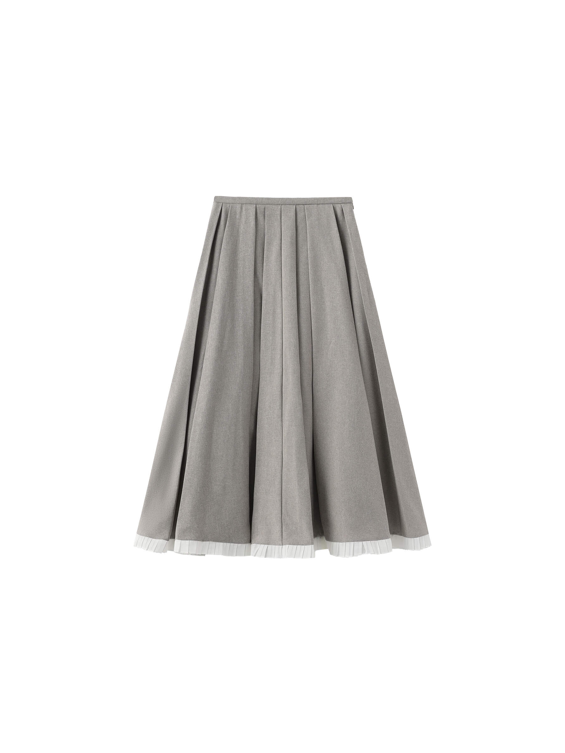 A-line Pleated Skirt with Ruffles Hem-18