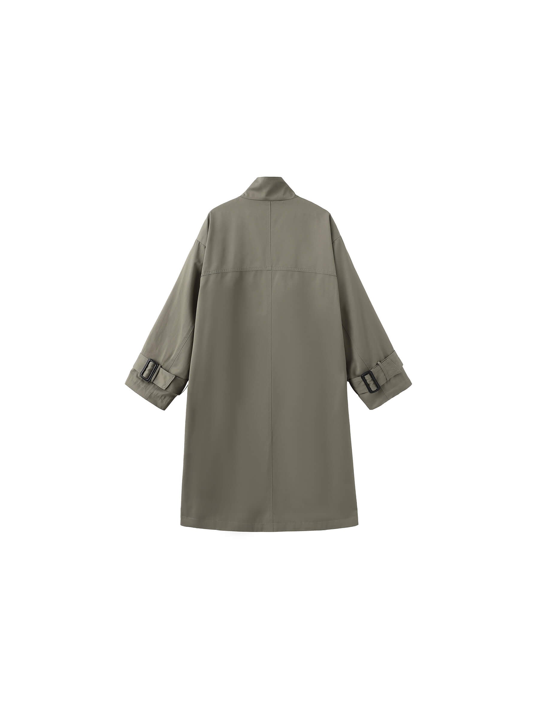 High Collar Long Trench Coat-16
