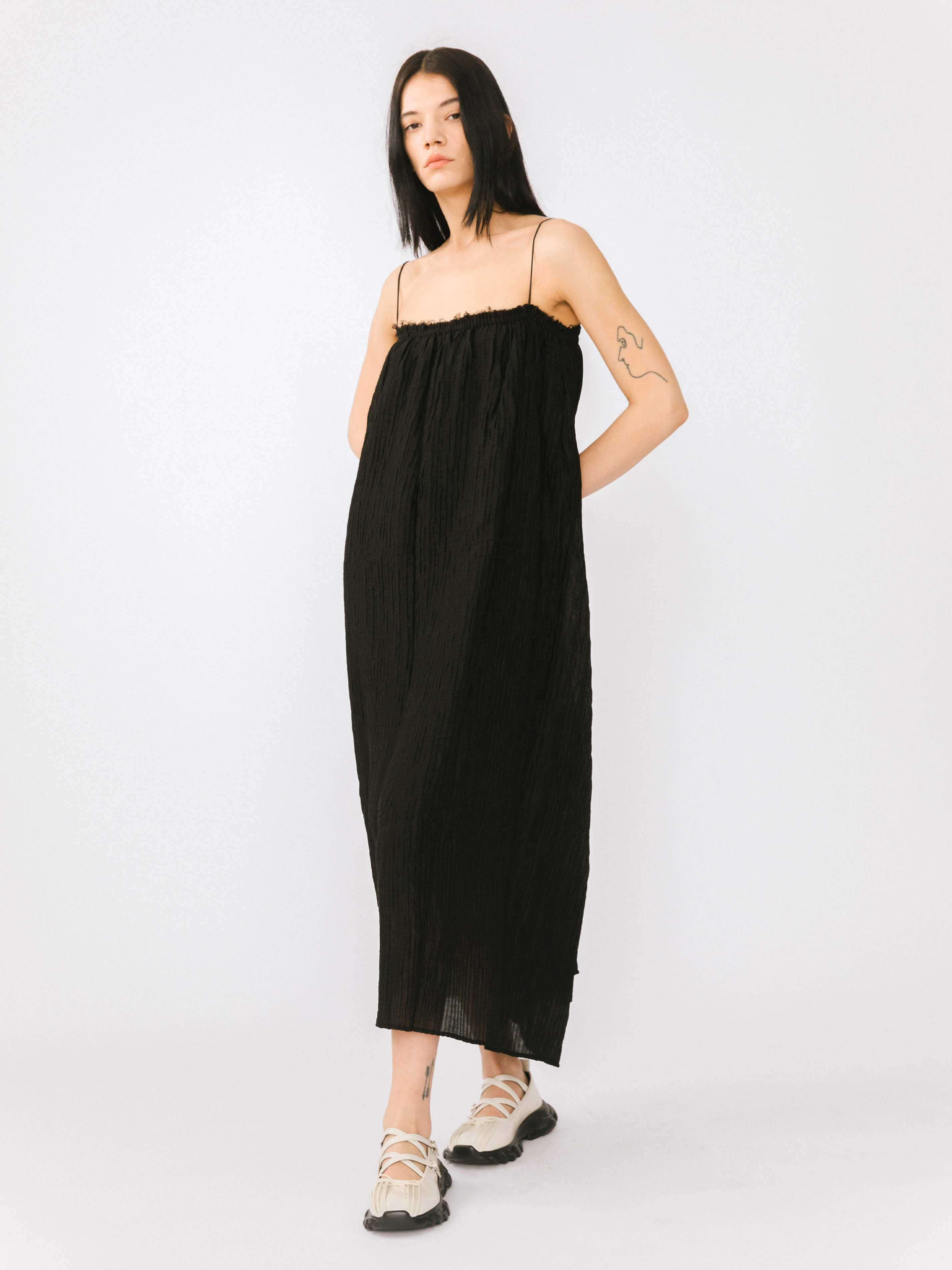 Spaghetti Strap A-line Maxi Dress-16