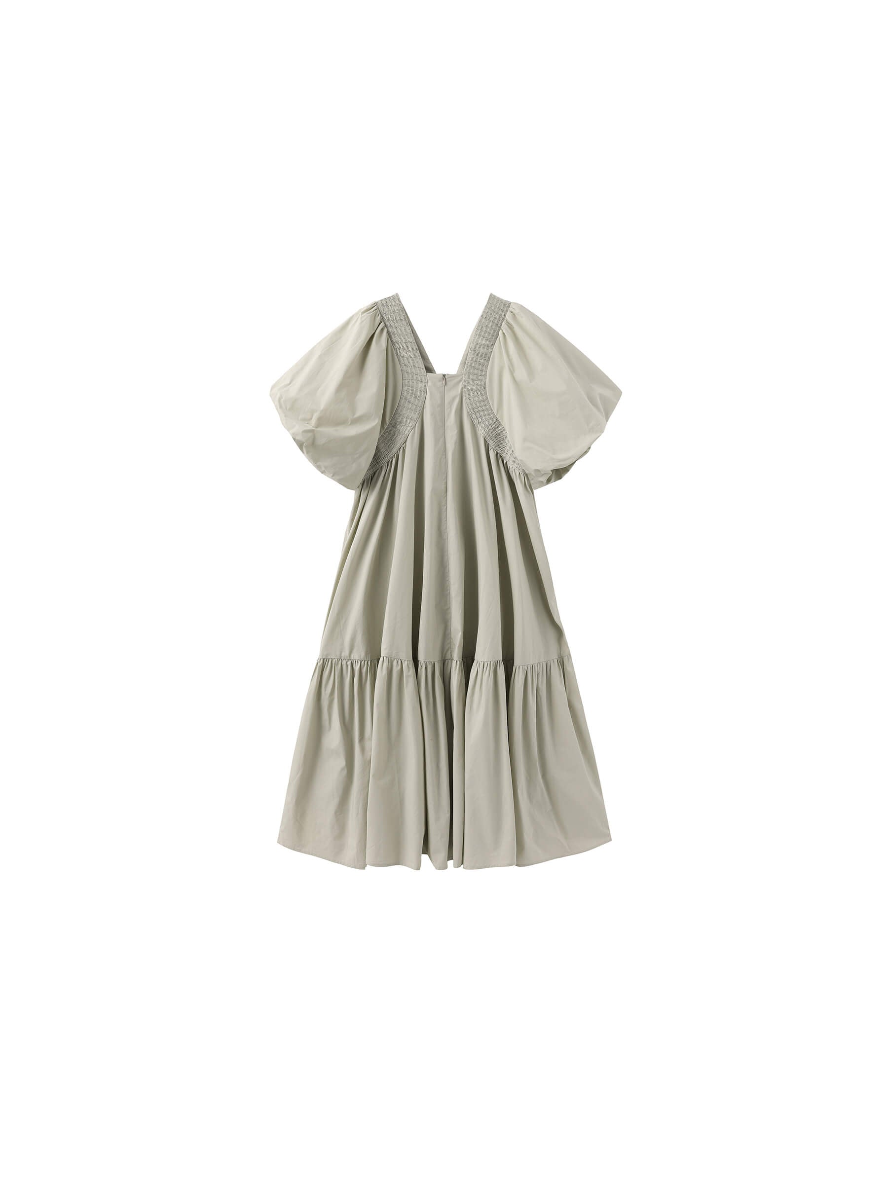 100% Cotton Puff Sleeve Loose-Fit Vacation Dress-16