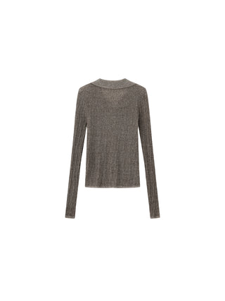 CUBIC Linen Collared Long-Sleeved Knit Sweater