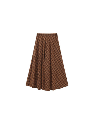 Plaid A-Line Skirt with Faux Shirt Sleeve Tie