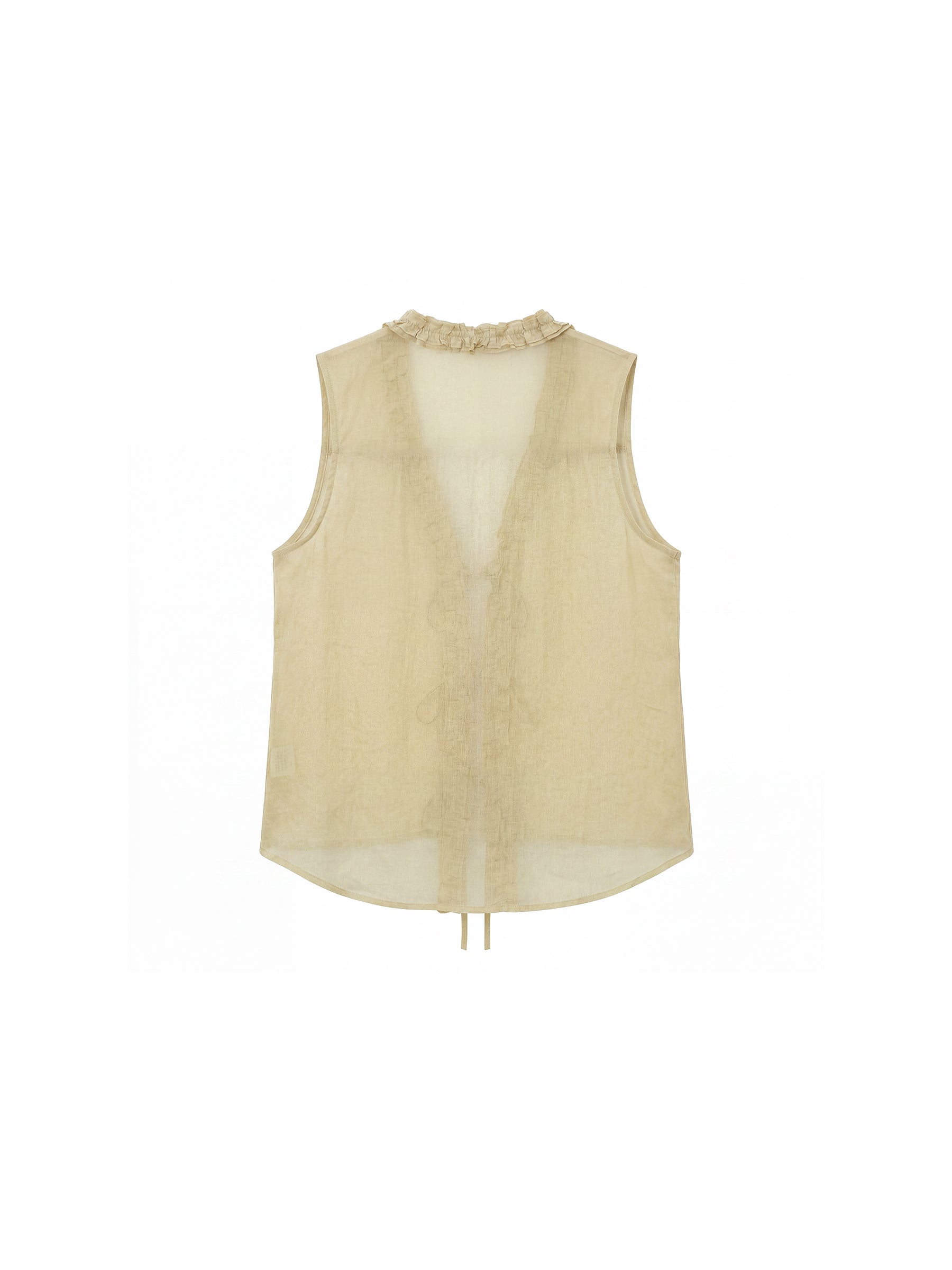 CUBIC Ramie Ruffle-Trim Tie Vest-14