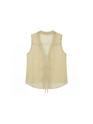 CUBIC Ramie Ruffle-Trim Tie Vest