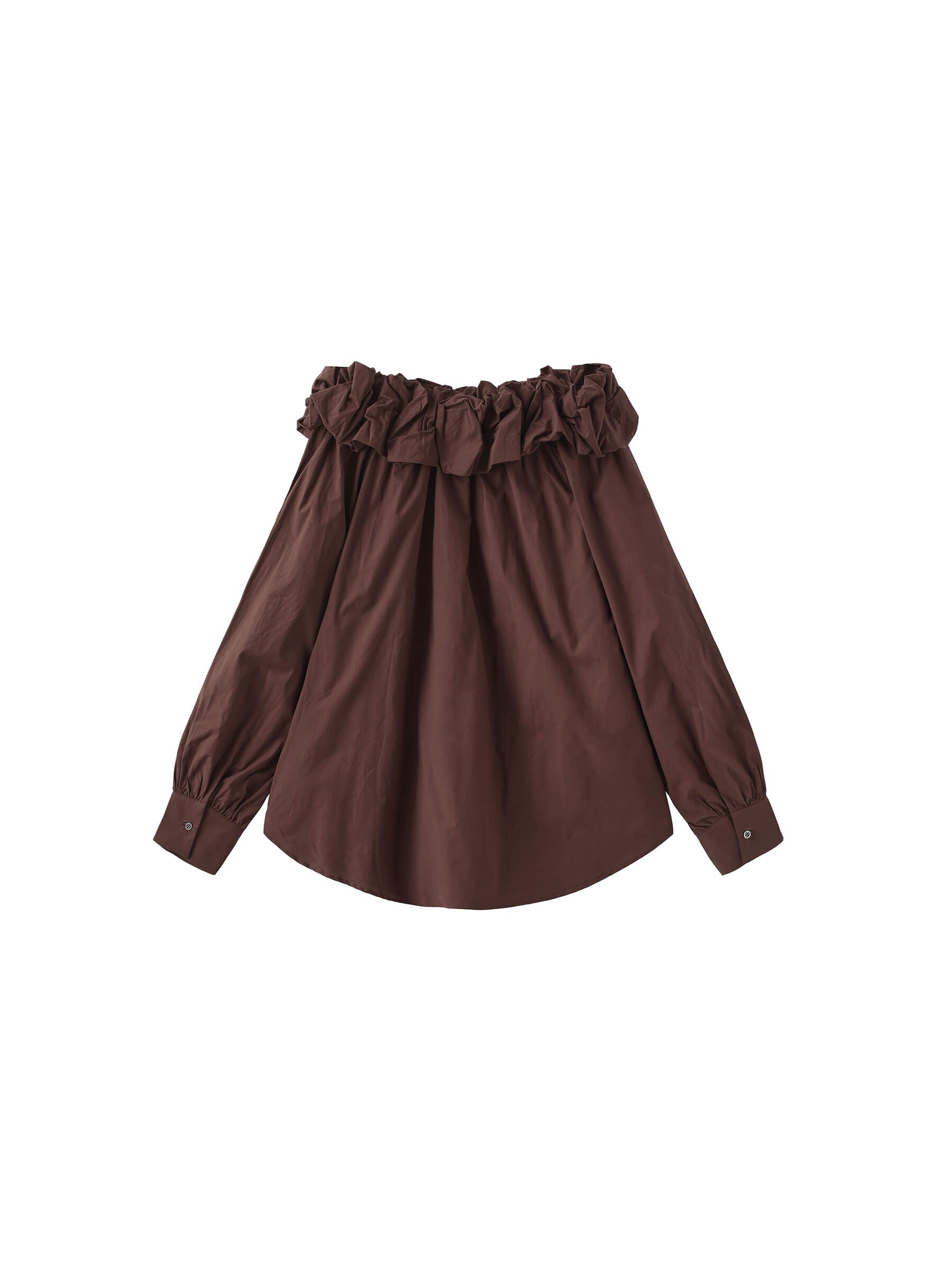 3D Ruffle Collar Long Sleeve Cotton Blouse-14