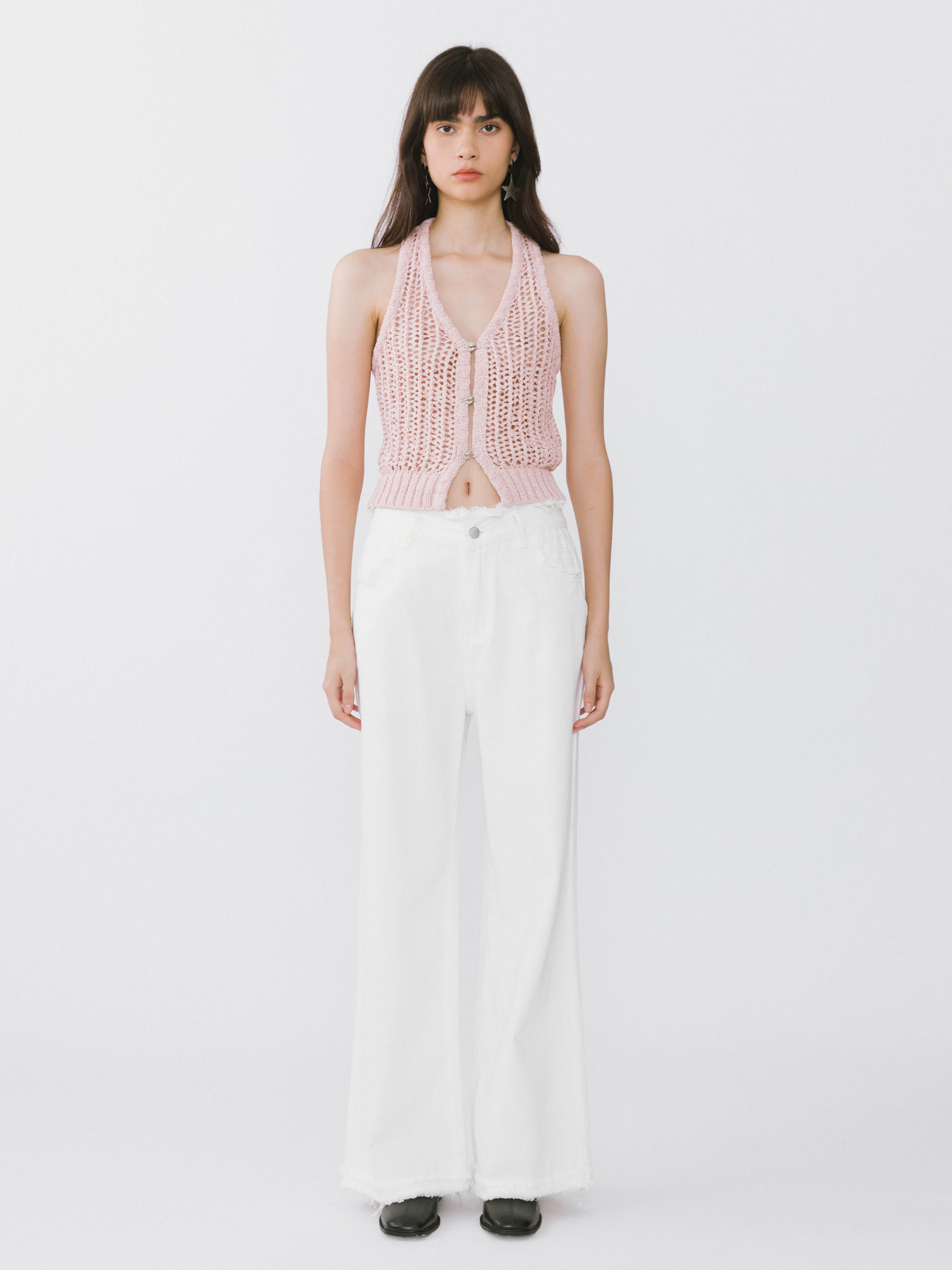 Raw Edge Wide Leg Jeans-14