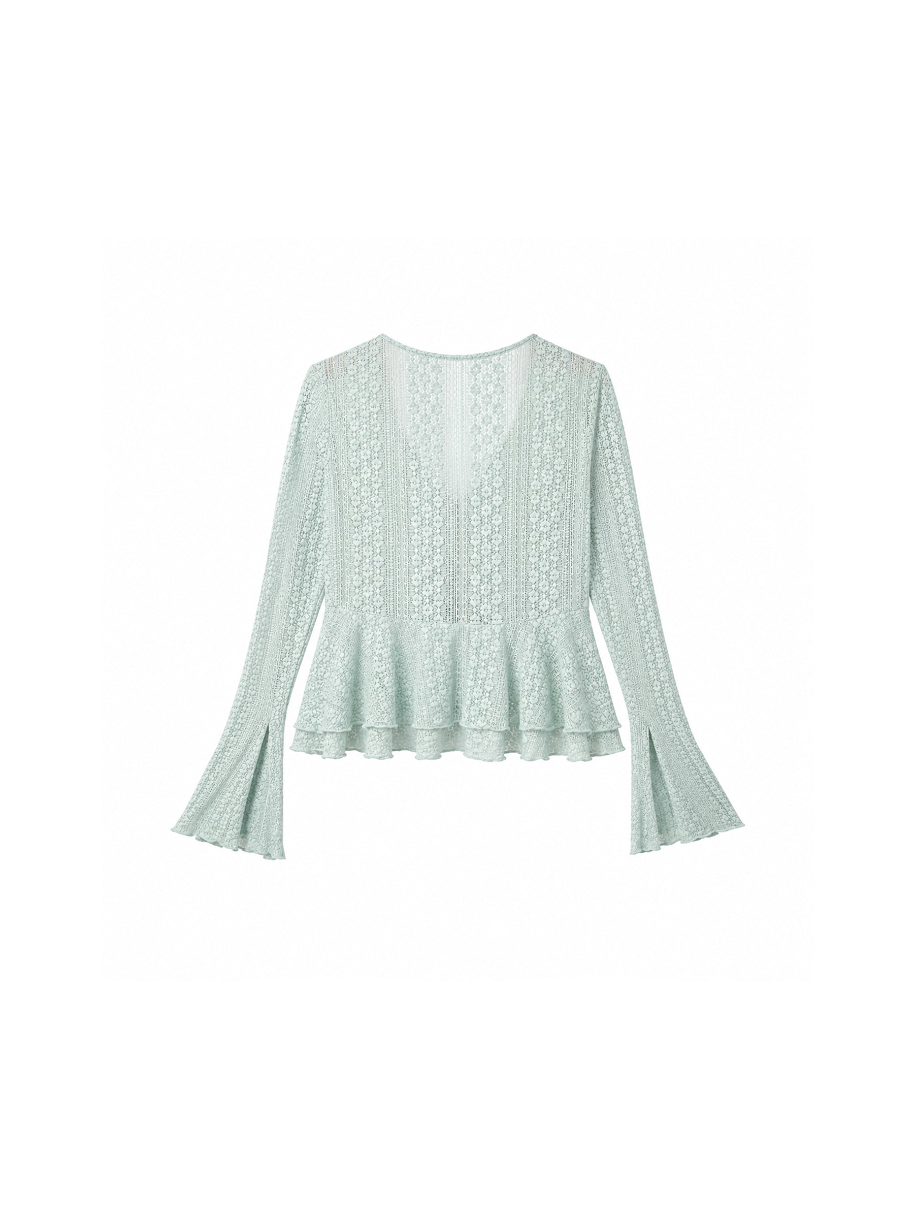 CUBIC Sheer Knit Tie-Front Peplum Top-14