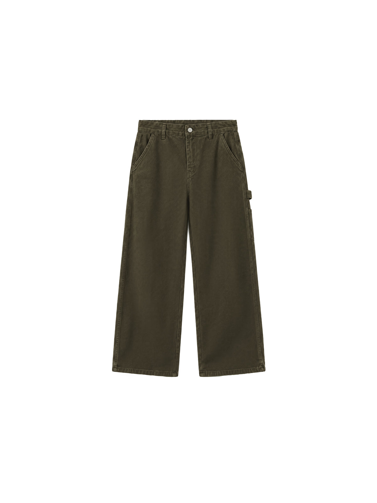 Washed Cotton Wide Leg Jeans-14