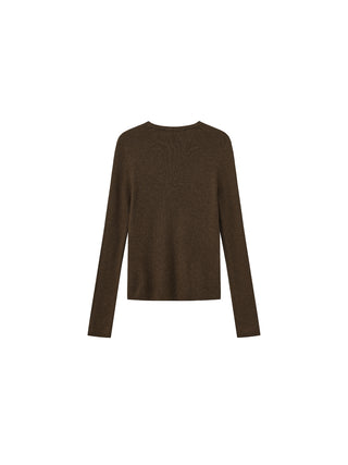 V-Neck Button-Front Fitted Knit Top