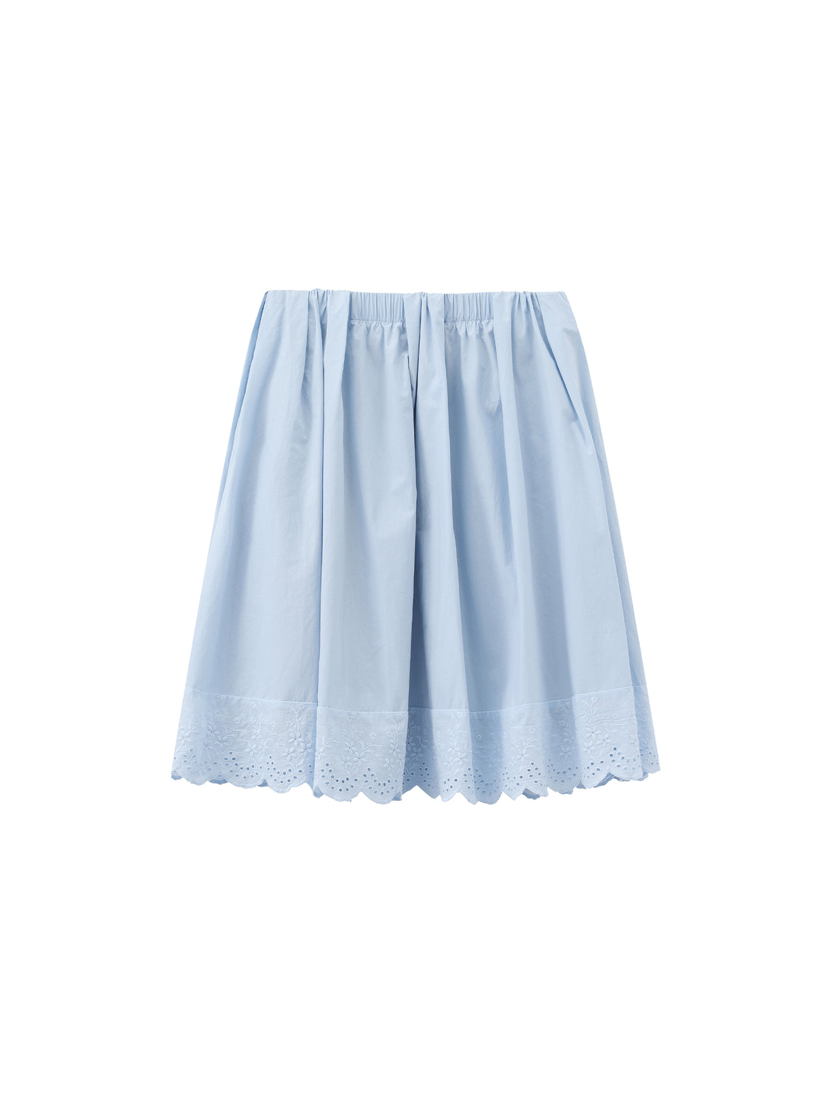 Embroidered A-Line Cotton Midi Skirt-14