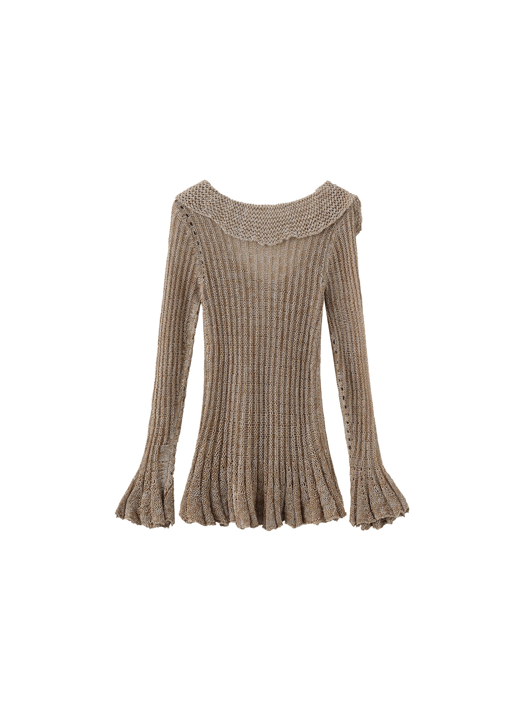 Special Yarn Hollowed Long Sleeves Knit Top-16