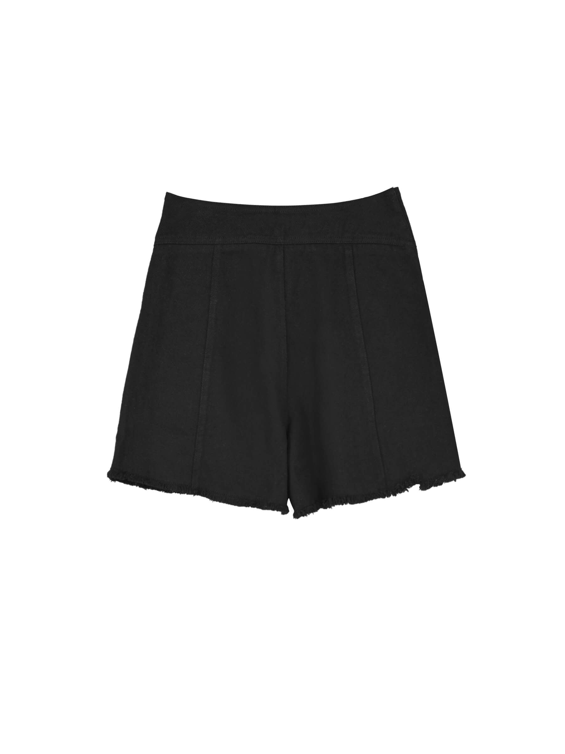 High Rise Denim Shorts with Raw Edge-16
